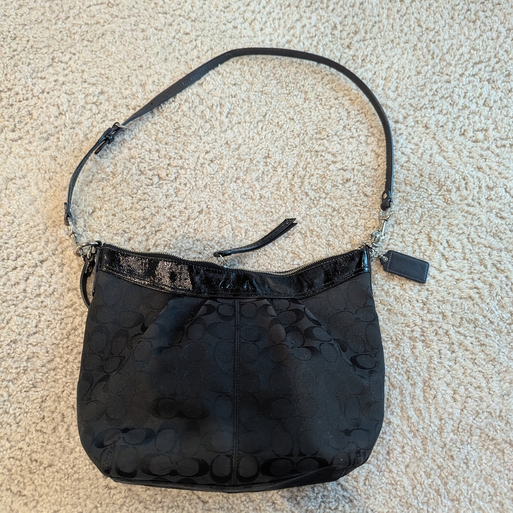 Coach Black Nylon Shoulder Bag with Silver Hardware